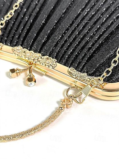 Purse Vintage Evening Clutch Women's Glitter with Pleated