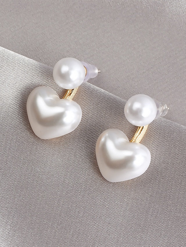 Minimalist Elegant Heart-Shaped Pearl – Romantic Drop Earrings