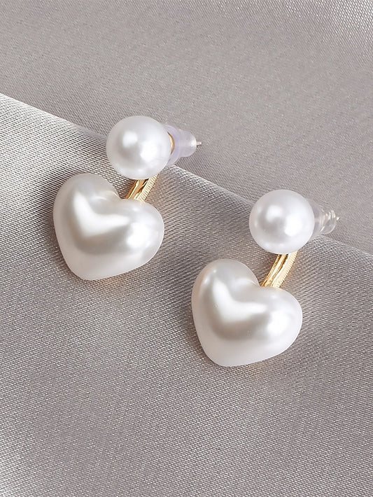 Minimalist Elegant Heart-Shaped Pearl – Romantic Drop Earrings