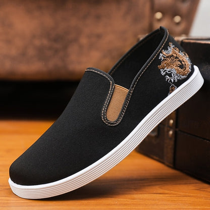 Men's Embroidered Canvas Slip-On Shoes – Casual and
