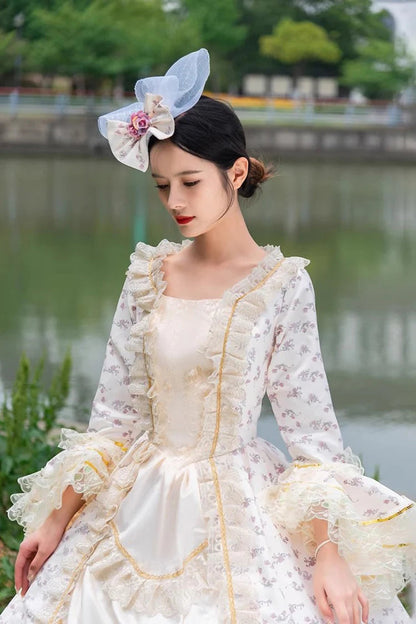 Court Print Cardigan Dress for Princess Style