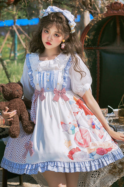 Candy-Jar Print Ruffled Sweet Lolita JSK Dress