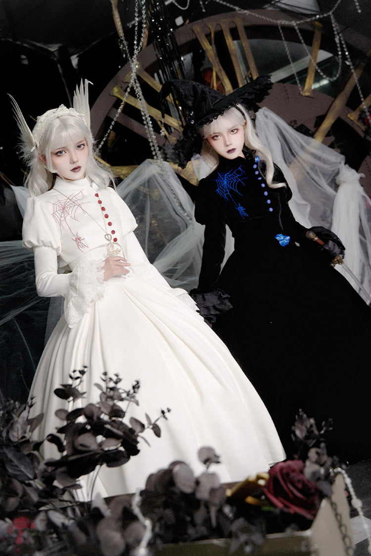 Gothic Lolita Night Poems Embroidery Fishbone Corset Dress