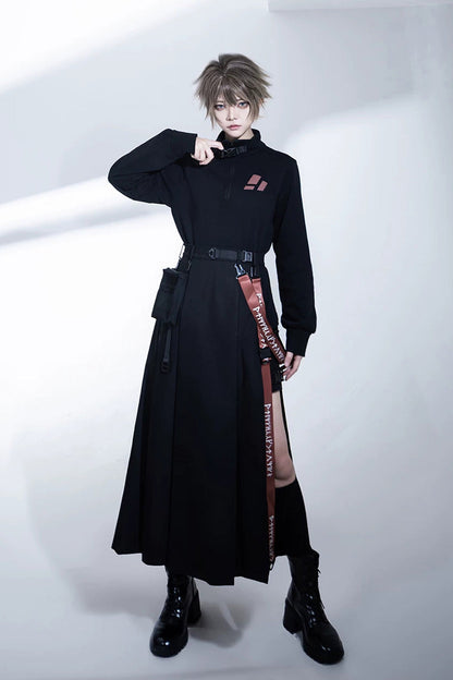 Stand Collar Long-Sleeve Gothic Prince Ouji Skirt Set