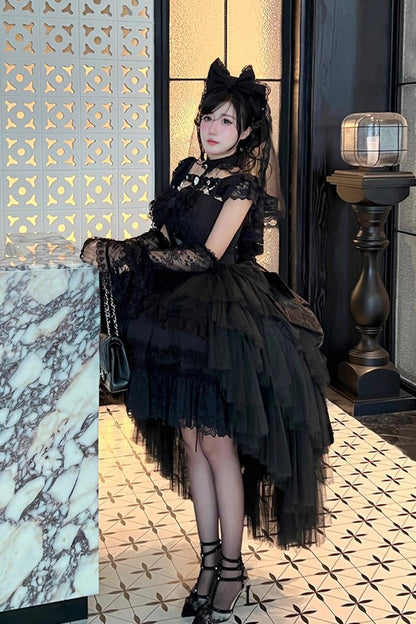 Jewelry Love Story Halterneck Ruffle Hanayome Bowknot Lace Gothic Lolita Dress