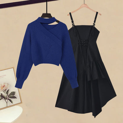 Slip Color Up Dress Lace Sweater Irregular Pure