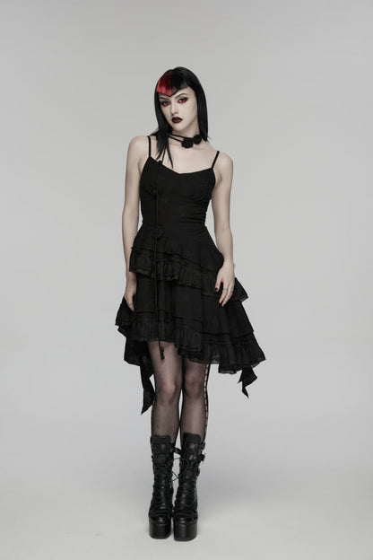 Embroidered Floral Asymmetric Gothic Jsk Dress