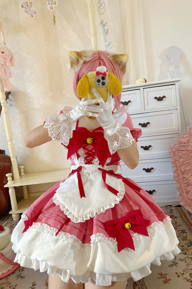Sweet Lolita Skirt Set with Ruffle Bowknot and Bell Meow Design