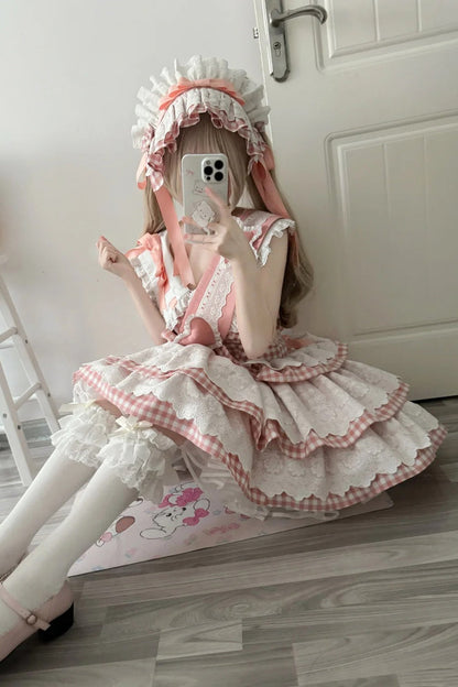 Rose Star Grant Angel Triple Layer Print Ruffle Sweet Lolita Dress