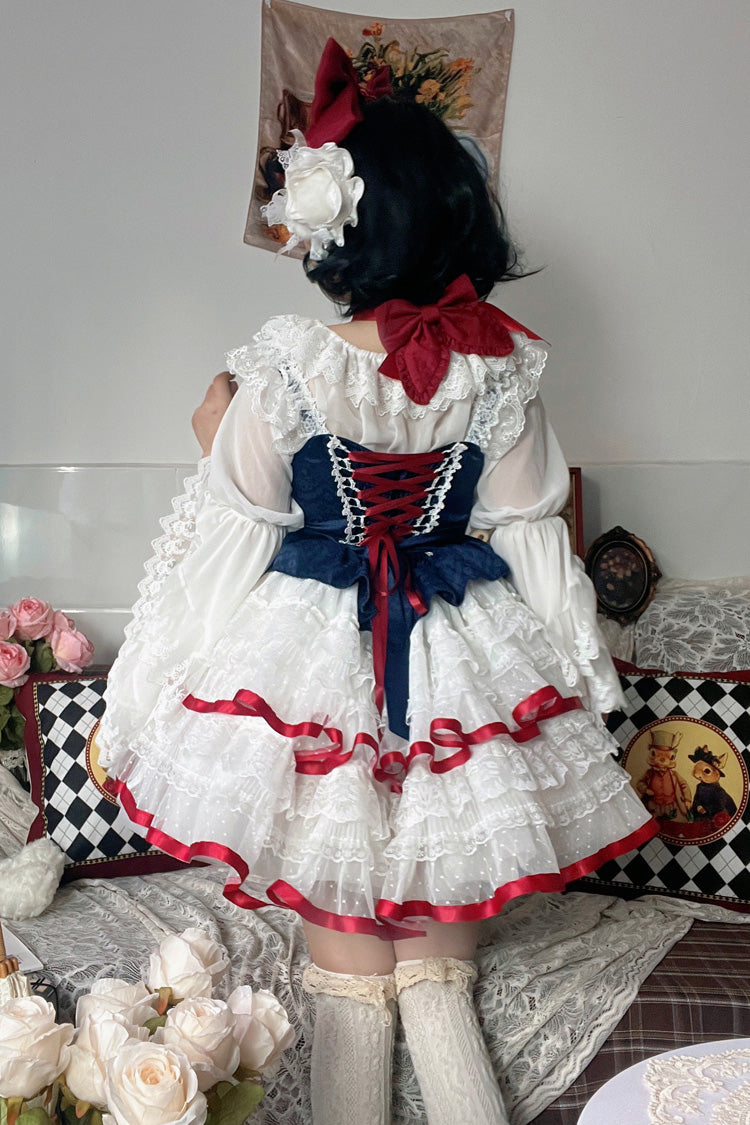 Snow White Sweet Lolita Ruffle Bowknot Lace JSK Dress