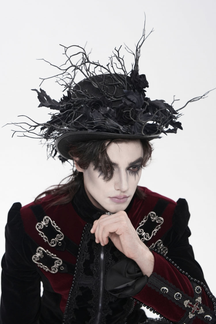 Gothic Hat with Rose Leaf and Branch Motif