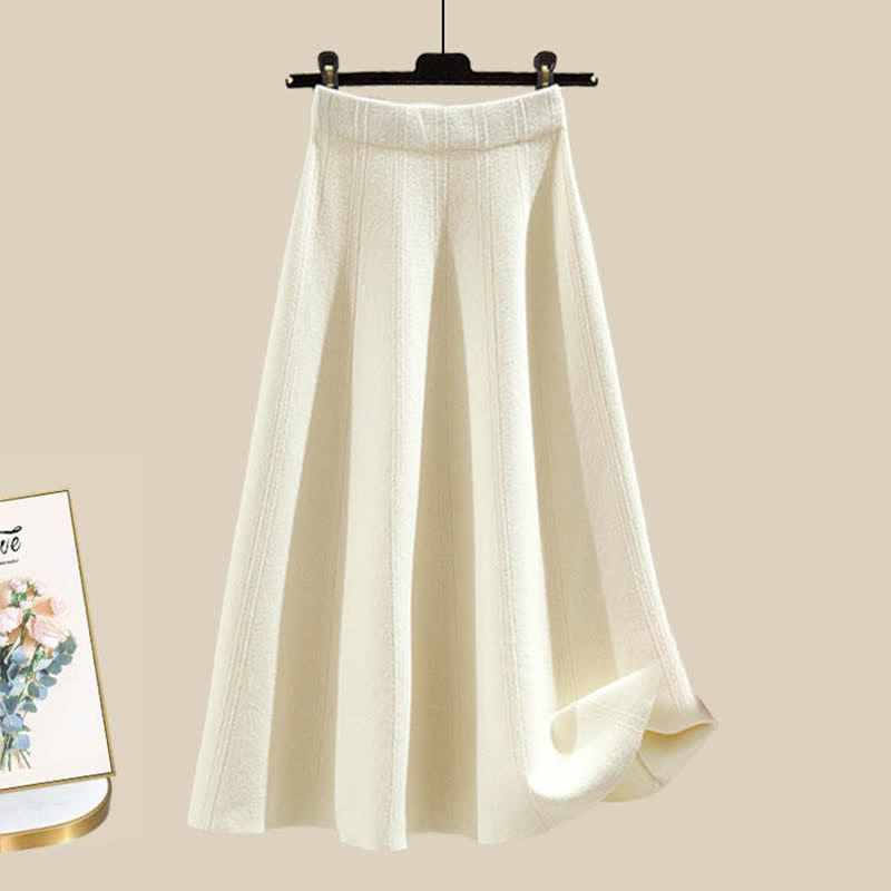 Skirt Colorblock Christmas Knit Sweater