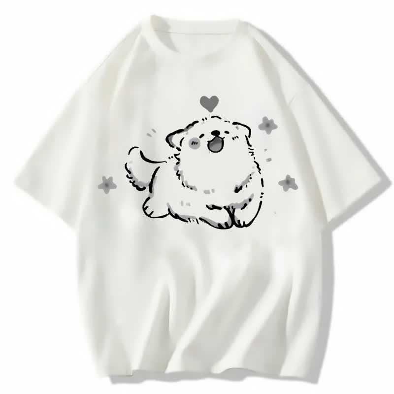 Casual Pants Print Ripped Cartoon T-shirt