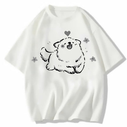 Casual Pants Print Ripped Cartoon T-shirt