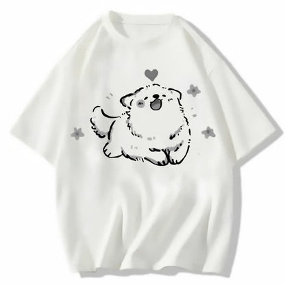 Casual Pants Print Ripped Cartoon T-shirt