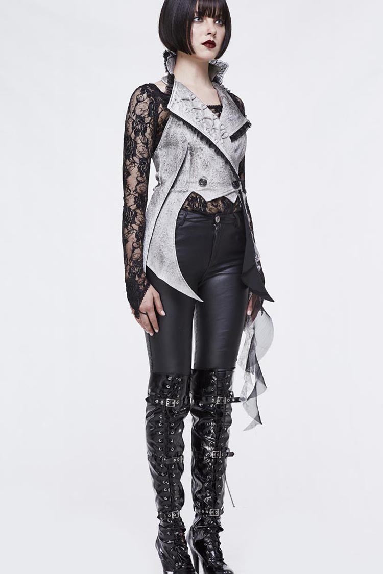 Ivory Laced Up Asymmetrical Hem Gothic Corset Waistcoat