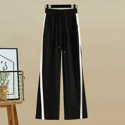 Collar Casual Set Sweater Two Cable Pants Pieces Sailor Pleated