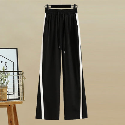 Collar Casual Set Sweater Two Cable Pants Pieces Sailor Pleated