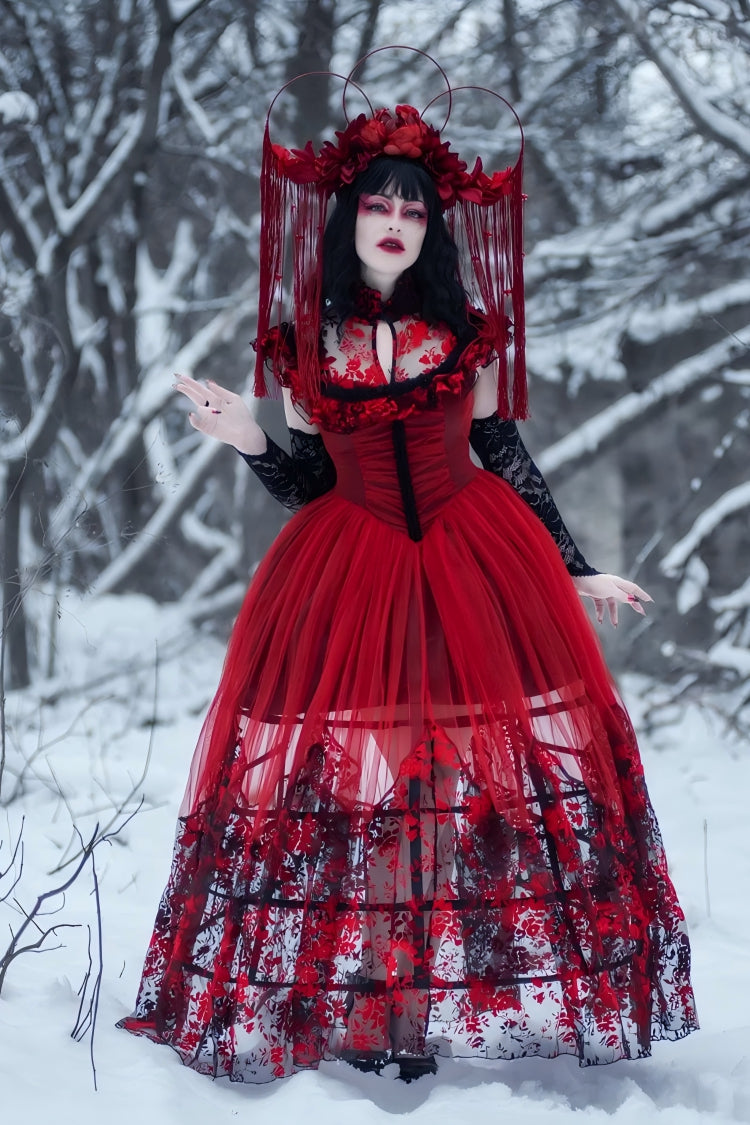 Hanayome Lace Lace-Up Gothic Elegant Wedding Dress
