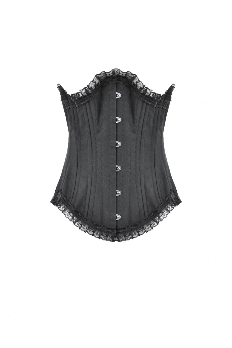 Underbust Corset with Lace-Up and Asymmetric Hem - NoirEdge