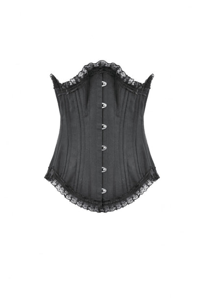 Underbust Corset with Lace-Up and Asymmetric Hem - NoirEdge
