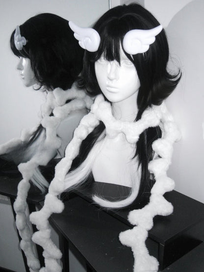 Yami Kawaii White Plush Bone Scarf