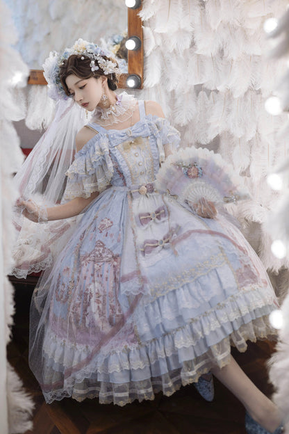 Off-Shoulder Open-Front JSK Set with Hanayome Bow and Lace