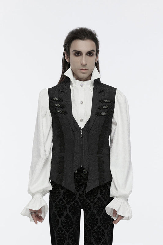 Zippered Jacquard Waistcoat with Buckle for Men - NoirEdge