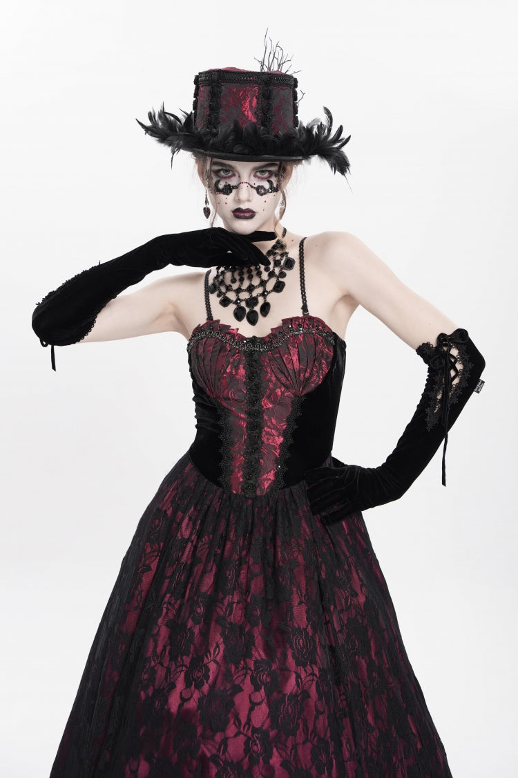 Jacquard Floral Beaded Gothic Long Slip Dress