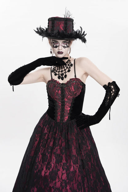 Jacquard Floral Beaded Gothic Long Slip Dress