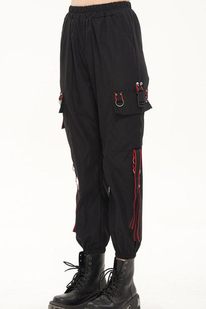 Womens Long Pants with Skull Webbing