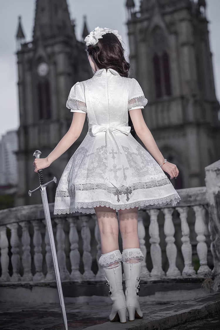Lace Trimmed Classic Gothic Lolita Dress - White