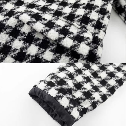 Lattice Blazer Print Lapel Slim Pants T-Shirt Denim Chic