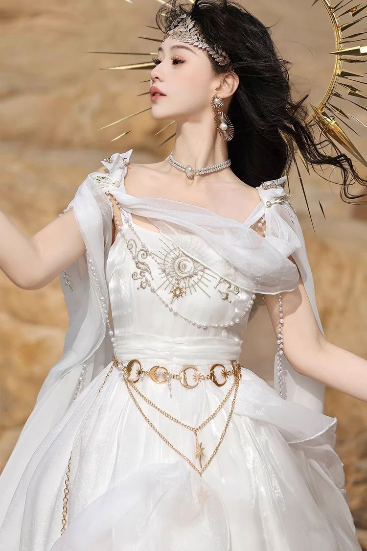 Chain Decorated Sweet Elegant Lolita Dress - White Aurelia of the Holy Light