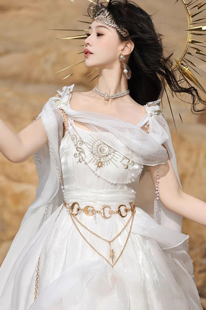 Chain Decorated Sweet Elegant Lolita Dress - White Aurelia of the Holy Light