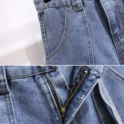 Pocketed T-Shirt Denim Fake Lapel Shorts Pieces Two