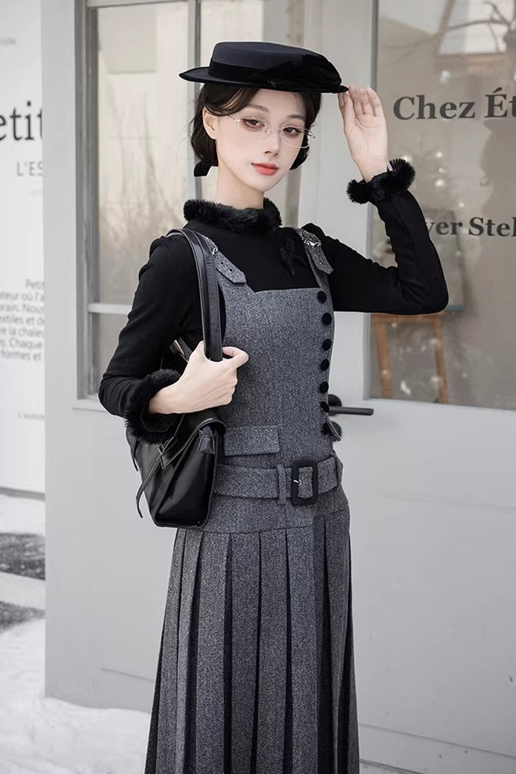 Ruffled Daily Elegant Classic Jumper Dress - Grey Letters & Poems Grace