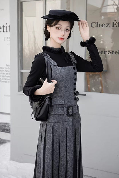 Ruffled Daily Elegant Classic Jumper Dress - Grey Letters & Poems Grace