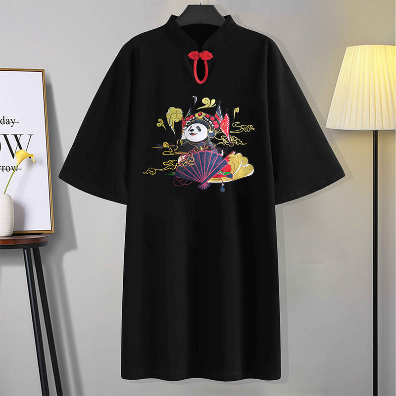 Robe Cheongsam Panda Vintage T-shirt assorti pour la famille