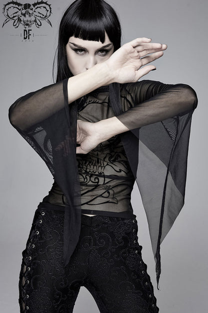Gothic Shirt with Snake Flocking and Horn Sleeves