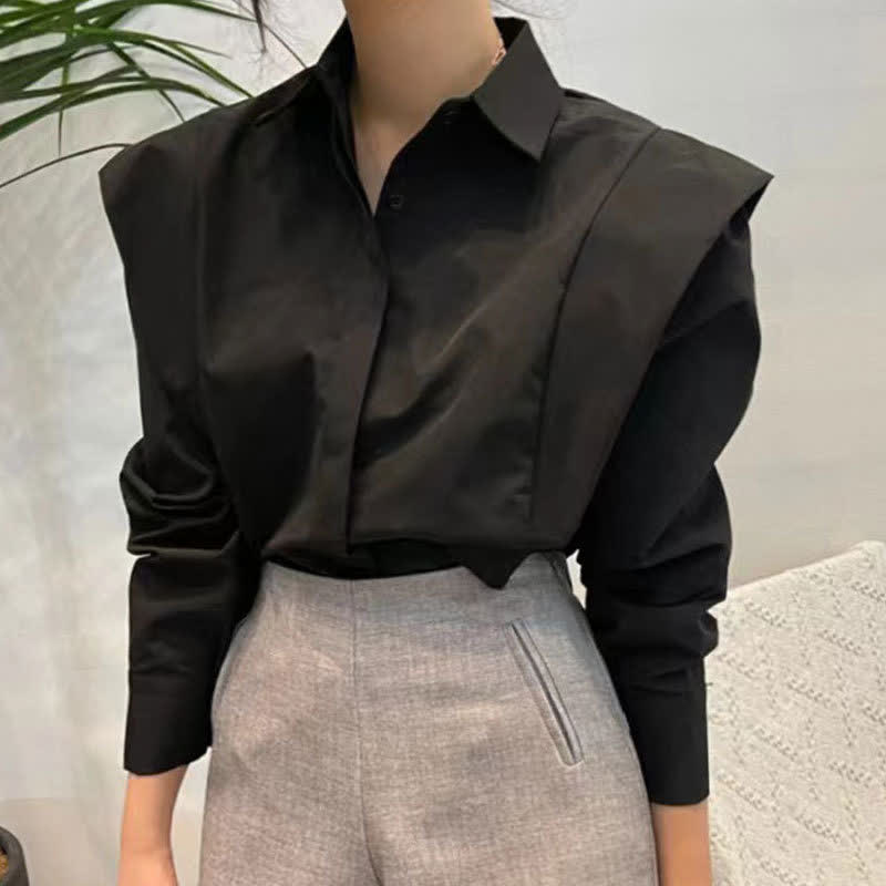 Elegant Lapel Long Sleeve Shirt Workwear