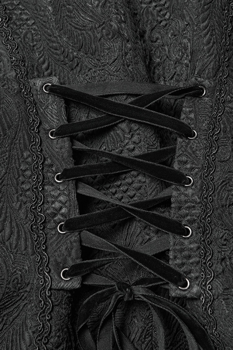 Swallow-Tailed Jacquard Vest with Buckles for Women - NoirEdge