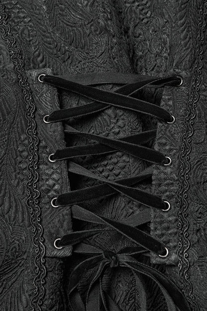 Swallow-Tailed Jacquard Vest with Buckles for Women - NoirEdge