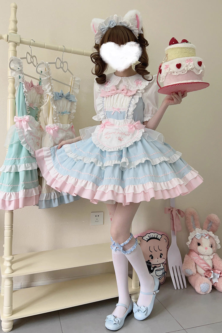 Cat-Ear Story Layered Ruffled Bowknot JSK Lolita Dress in Four Colors