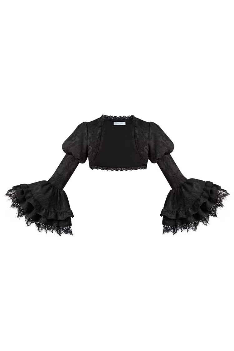 Gothic Lolita Skirt with Multi-Layered Jacquard and Ruffled Witch Design