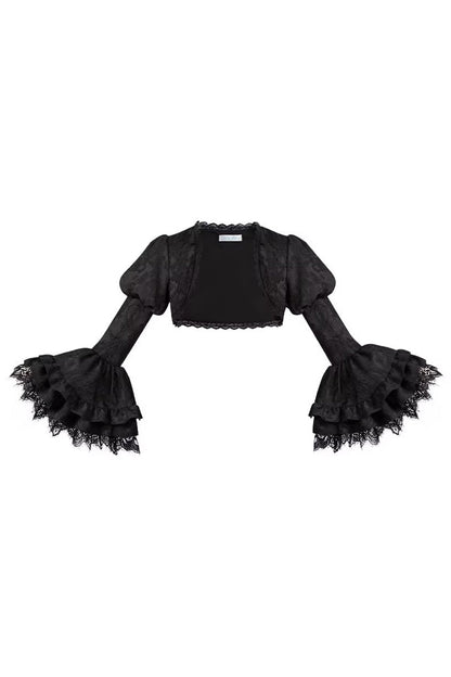 Gothic Lolita Skirt with Multi-Layered Jacquard and Ruffled Witch Design