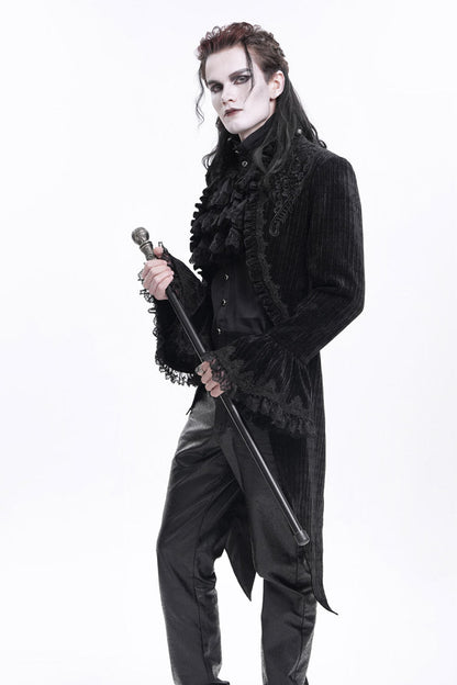 Men's Gothic Jacket with Swallow-tailed Hem and Lace