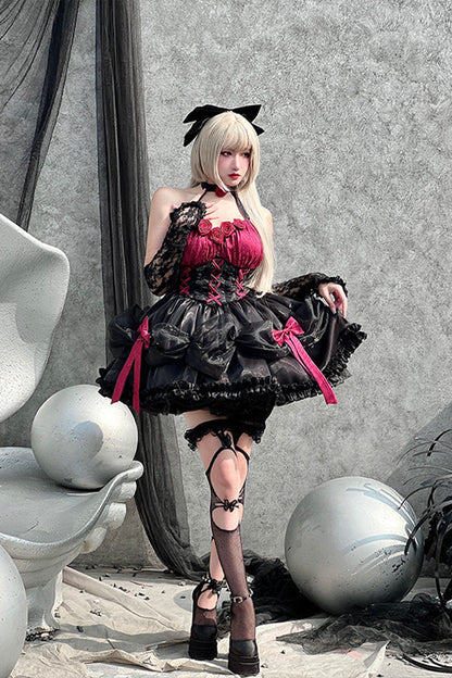 Succubus Rose Princess Bowknot Strapless Lolita Dress