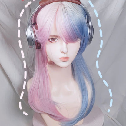 Perruque rose barbe à papa bleue ON1280