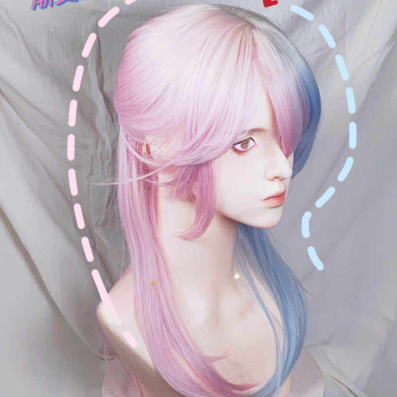 Cotton Candy Pink Blue Wig ON1280